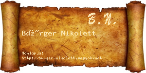 Bürger Nikolett névjegykártya